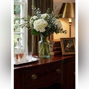 Melrose International 6.5" Green Glass Jar Vase Vintage Farmhouse Decor